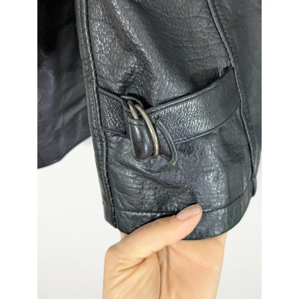 Vintage Wilsons Leather Men's M Motorcycle Jacket Black Leather Cafe Racer Zip